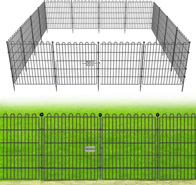 Gartenzaun, 10 Paneele, 7,65 m, 60 cm, Tiersperre, Edelstahl