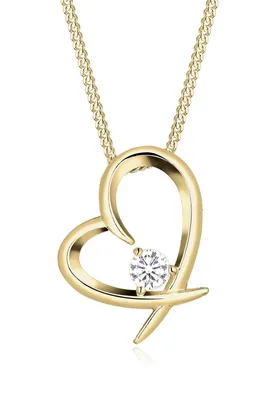 Produktbild von Elli Halskette Herz Geschwungen Zirkonia 925 Silber Gold