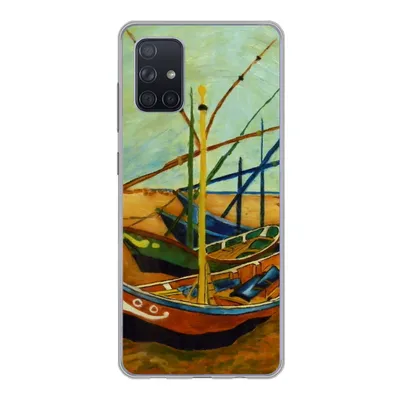 Produktbild von MuchoWow® Handyhülle Schutzhülle Hülle für Samsung Galaxy A51 Fischerboote am Strand - Vincent van Gogh Silikon Softcase Handy Hülle - Schutzabdeckung