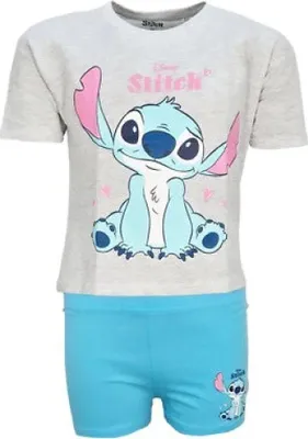 Produktbild von Disney Lilo und Stitch Kinder Mädchen Schlafanzug Pyjama Shirt Hose – Grau / 104