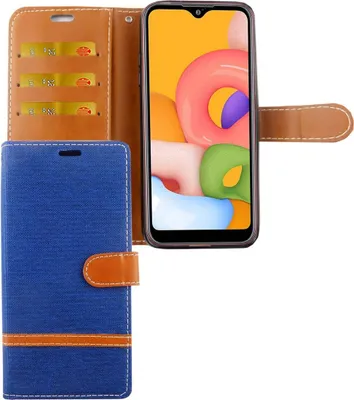 Produktbild von Samsung Galaxy A01 Handy Hülle Schutz-Tasche Case Cover Kartenfach Etui Wallet Blau