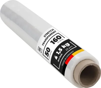 Produktbild von LOGIC PACK Stretchfolie Transparent Palettenfolie Wickelfolie Folie für Möbel 50 cm Breite 160m Länge 1,5 kg - 1 Rolle