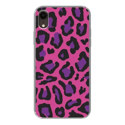 Produktbild von MuchoWow® Handyhülle Schutzhülle Hülle für iPhone XR Pantherdruck - Rosa - Lila Silikon Softcase Handy Hülle - Schutzdeckel