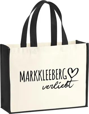 Produktbild von Huuraa Jutetasche Markkleeberg verliebt 21 Liter Black Jute und Baumwolle Einkaufstasche Geschenkidee