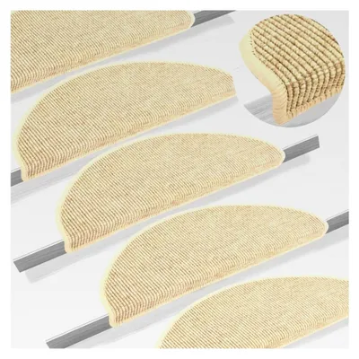 Produktbild von Treppenstufenmatten selbstklebend in Sisaloptik, 15 Stück, 65 x 21 x 4 cm, Beige