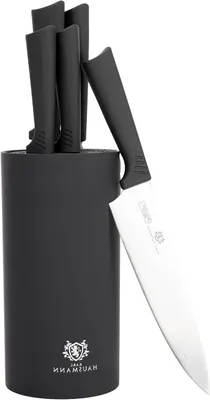 Immagine prodotto di Set di coltelli da cucina - Set di coltelli per la cucina - Utensili da cucina - Acciaio inossidabile X30Cr13 - 6 pezzi - Nero