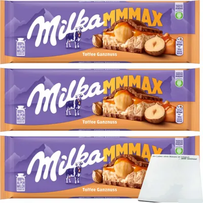 Produktbild von Milka Toffee Ganznuss 3er Pack (3x300g Tafel) + usy Block