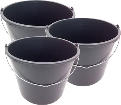 Produktbild von Baueimer 16L schwarz 3 Stück Maurereimer Zementeimer Wassereimer Schutteimer