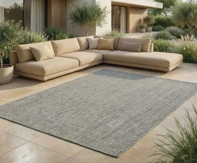 Immagine prodotto di Tappeto per interni ed esterni - Tappeto resistente alle intemperie per balcone, terrazza, giardino, soggiorno, cucina - Resistente ai raggi UV e all'acqua - Dimensioni 80 x 150 cm, argento