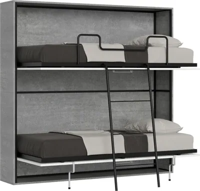 Image de ITAMOBY - Lit escamotable horizontal superposé 2 couchages 85 Kando avec matelas Gris Béton