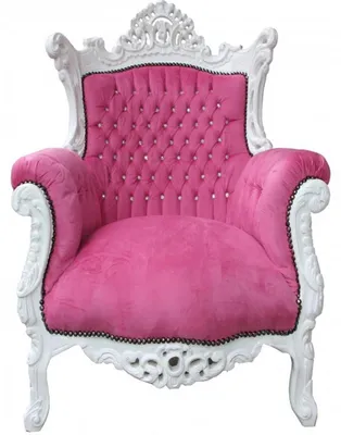 Produktbild von Casa Padrino Barock Antik Stil Sessel Al Capone Pink / Weiß mit Bling Bling Glitzersteinen 90 x 80 x H. 127 cm