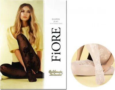 Produktbild von Floral gemusterte Damenstrumpfhose 30 den Weiß 2