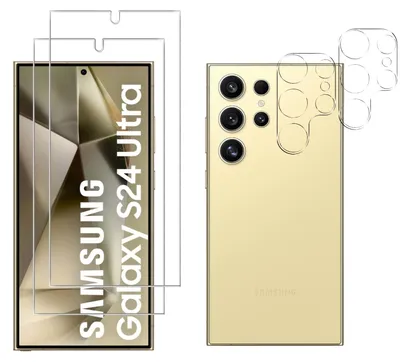 Produktbild von Gehäuse aus gehärtetem Glas für Samsung Galaxy S24 ULTRA und Kameraschutz [2er-Pack] Displayschutzfolie  Phonillico®