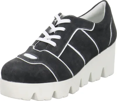 Produktbild von Gerry Weber Damen Halbschuhe Grau mit weißen Streifen und Plateausohle Größe 37