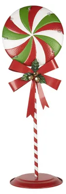 Productafbeelding van Clayre & Eef kerstdecoratie met LED-verlichting, model "Lutscher", 36x29x100 cm, rood en groen, metaal