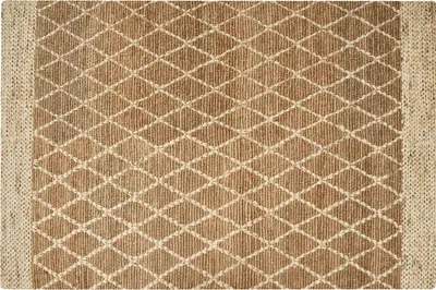 Produktbild von BELIANI Teppich Beige Jute Rechteckig 200x300 cm Geometrisches Muster Handgewebt Boho Kurzhaar für Fußbodenheizung Wohnzimmer Schlafzimmer Ausstattung