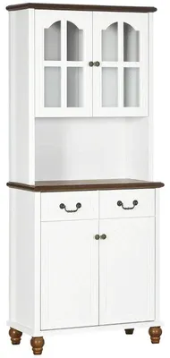 Obrázek produktu pro Kuchyňská skříň se skleněnými dvířky | Barva: bílá + tmavě hnědá | Rozměry: 38 x 76 x 182 cm