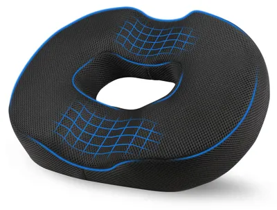 Produktbild von Sitzring ergonomisch Memory Schaum, Donut Kissen mit kühlendem Bezug für Steißbein und Hämorrhoiden, Sitzkissen für Büro, Auto und Zuhause, abnehmbar waschbar