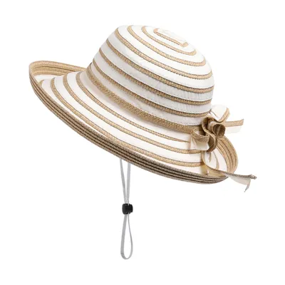 Produktbild von Stroh-Sonnenhut für Damen, UV-Schutz Sonnenhut, Strandhut mit Schleife, Braun
