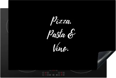 Produktbild von KitchenYeah© Herdabdeckplatte Sprichwörter - Zitate - Pizza. Pasta und Wein. - Pizza-Liebhaber - Essen , 80x52cm, Küche Deko, Glaskeramikkochfeld Herdabdeckung, Abdeckplatte fùr Kochfeld