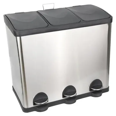 Produktbild von RIBELLI Edelstahl Mülltrennsystem 60 l (3 × 20 l) – Treteimer