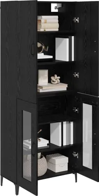 Obrázok produktu pre vidaXL Highboard čierny dubový vzhľad 69,5 x 34 x 180 cm materiál na báze dreva