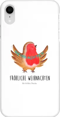 Produktbild von Mr. & Mrs. Panda Iphone XR Handyhülle Rotkehlchen Weihnachten - Weiß - Geschenk, Weihnachtsmotiv, Handy Case, Heiligabend, Premium Kunststoff, Weihnachtsgruß, Frohe