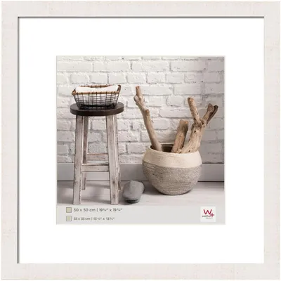 Immagine prodotto di Cornice in legno, modello Home, 50x50 cm, bianca, con ampia cornice e passe-partout da 35x35 cm