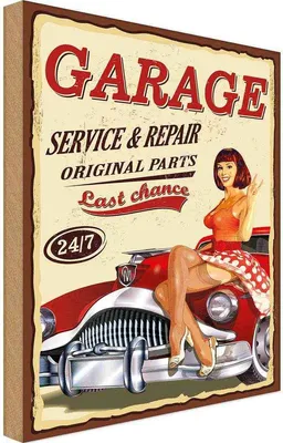 Produktbild von vianmo Holzschild 40x30 cm Garage service repair 24/7 Auto Werkstatt