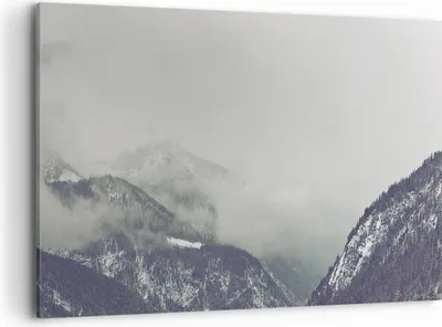 Produktbild von Bild auf Leinwand - Leinwandbild - Einteilig - Berge Wald Nebel - 100x70cm - Wand Bild - Wanddeko - Wandbilder - Leinwanddruck - Bilder - Wanddekoration - Leinwand bilder - Wandbild - AA100x70-4270