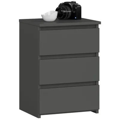 Produktbild von Kommode mit 3 Schubladen Kommode Organizer Kommode mit Schubladen 40 cm breit 57 cm hoch | graphit Holz Highboard Sideboard Schrank schmal