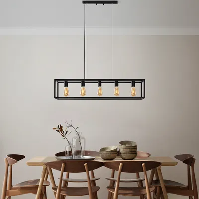 Image de Opviq, Kafes - 13748, Lustre, noir, CORPS METALLIQUE, 100 x 20 x 20 cm