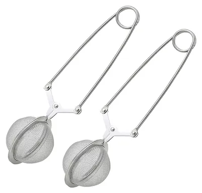 Produktbild von Clip für losen Tee – Teeclip – Tee-Ei-Filter – Kugel-Teefilter – Tee-Ei – Filterclip für Teeliebhaber – Edelstahl – 5,5 × 17,5 cm – 2 Stück – Silber