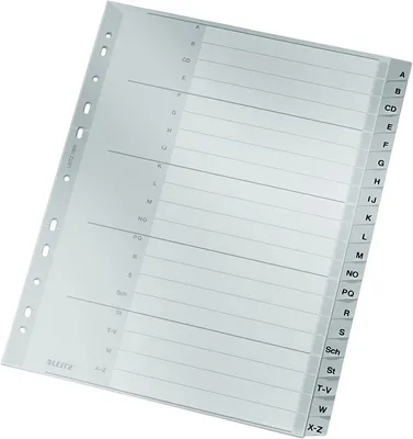 Zdjęcie produktu dla Leitz 1260-00-00 1260 Register - A - Z, PP, A4 Überbreite, 20 Blatt, grau