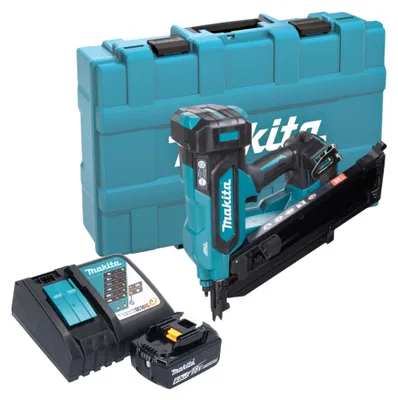 Obrázek produktu pro Makita DBN 900 RG1K akumulátorová hřebíkovačka 18 V 50–90 mm bezkartáčová + 1x akumulátor 6,0 Ah + nabíječka + kufr