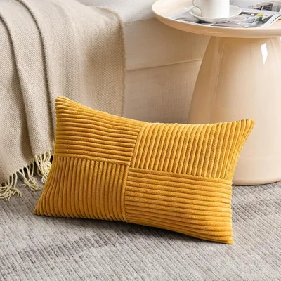 Obrázek produktu pro Povlak na polštář 40x80 cm, žlutý, kordurový, měkký, 1 kus, bez výplně