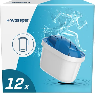 Produktbild von Wessper Pack 12 Sport Wasserfilter | Kartuschen Ersatz für Dafi Unimax Aquaphor A5 BRITA Maxtra+ PHILIPS AWP212/10 Wasserfilterkartuschen