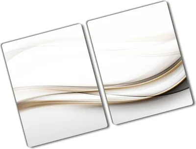 Produktbild von Tulup Glas Herdabdeckplatte - 2x40x52 cm - Glaskeramikkochfeld-Abdeckung Spritzschutz Glasabdeckplatte Kochplattenabdeckung und Schneidebrett - Zweiteilig - Kunst: modern & klassisch - Wellen Abstrakt - Beige