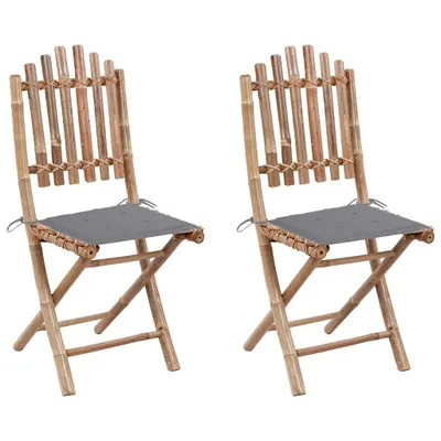 Image de vidaXL Chaises de jardin pliantes 2 pcs. avec coussin bambou