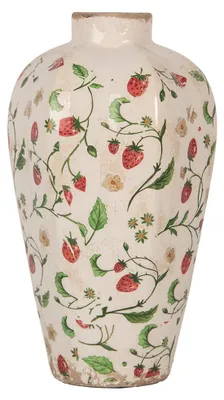 Image de Clayre & Eef Vase Ø 17x29 cm Beige Céramique Fleurs