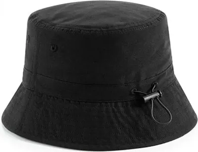 Produktbild von Beechfield B84R | Recycled Polyester Bucket Hat elastischer Kordelzug - Farbe: Black - Größe: S/M