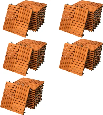 Produktbild von Casaria Holzfliesen FSC®-zertifiziertes Akazien- oder Eukalyptusholz Terrassenfliesen Klickfliesen 30x30cm Garten Balkon, Model:55x Akazie Quattro Mosaik