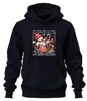 Immagine prodotto di I'm fine this is fine meltdown Schneemann lustig Unisex Hoodie Kapuzenpullover, Navy, S