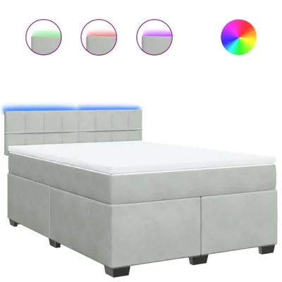 Produktbild von Boxspringbett mit Matratze Hellgrau 140x200 cm Samt