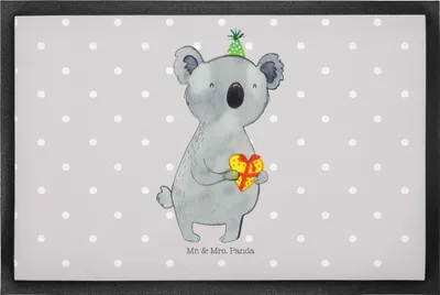 Produktbild von Mr. & Mrs. Panda fußmatte Koala Geschenk 50 x 75 cm - Grau Pastell - Fußabstreifer, Geburtstag, Bodenvorleger, Schmutzfangmatte, Schmutzmatte, Party, abstreifer