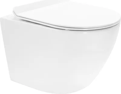 Produktbild von Wandhängende Toilette Wand-WC Hänge-WC + Klositz Soft Close WC-Sitz Weiß
