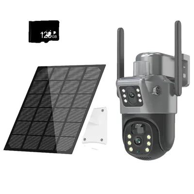 Obrázek produktu pro solární kamera 4G s dvojitým objektivem PTZ, rozlišení 8 MP, noční vidění 30 m, přidat kameru 128 GB