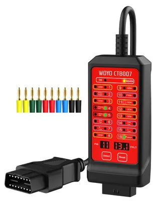 Zdjęcie produktu dla WOYO 12 V/24 V – przenośny tester magistrali CAN z 16-pinową skrzynką rozgałęźną do wykrywania usterek, tester obwodów magistrali CAN, diagnostyka pojazdów, tester diagnostyki pokładowej