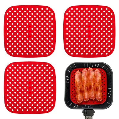 Obrázek produktu pro Silikonové vložky do fritézy s opakovaným použitím (balení 3 ks), snadno čistitelné příslušenství do fritézy, nepřilnavý povrch, příslušenství do fritézy