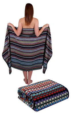 Produktbild von 2 Stück XXL Badetücher Duschtücher Saunatücher 100% Baumwolle Karo BUNT Größe 100 x 200 cm